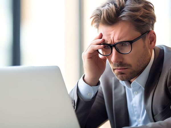Man frustrated at computer